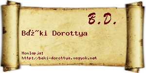 Béki Dorottya névjegykártya