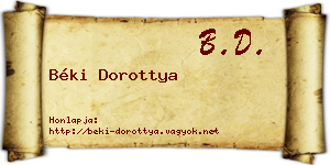 Béki Dorottya névjegykártya